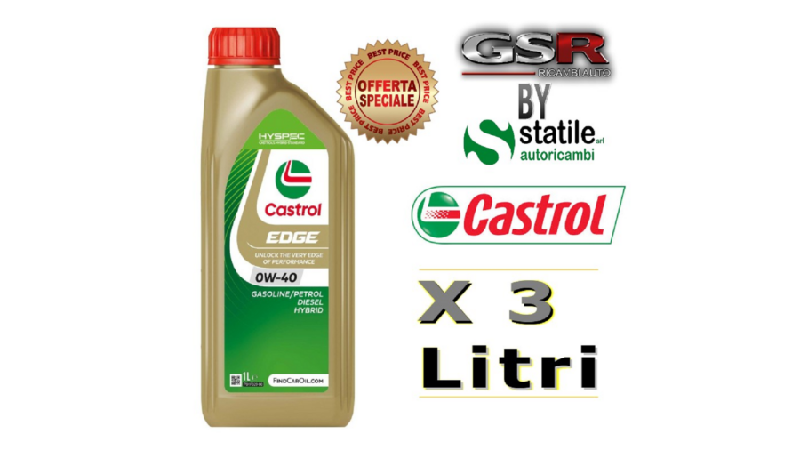 3 Litri Olio-Lubrificante Castrol Edge 0w40 Lt.1